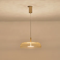 ΦΩΤΙΣΤΙΚΟ ΜΟΝΟΦΩΤΟ ΜΕΤΑΛΛΟ ΚΡΕΜΑΣΤΟ LED 10W 3000K 1080lm Φ350x1400mm  ΧΡΥΣΟ ARTE ILLUMINA PERFORATO