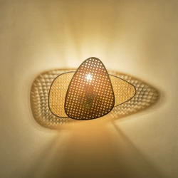 ΑΠΛΙΚΑ ΤΟΙΧΟΥ ΡΑΤΤΑΝ 1XE27 MAX 15W 430Χ300mm ΚΑΦΕ - ΜΑΥΡΟ  ARTE ILLUMINA KAI