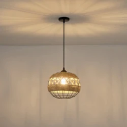 ΦΩΤΙΣΤΙΚΟ ΚΡΕΜΑΣΤΟ ΜΟΝΟΦΩΤΟ ΜΑΥΡΟ ΧΑΚI Ε27 MAX 15W 300X300X1370mm ΣΧΟΙΝΙ & ΜΕΤΑΛΛΟ  ARTE ILLUMINA HELIOS