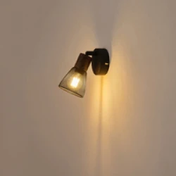 ΣΠΟΤ ΜΑΥΡΟ ΜΕ ΞΥΛΟ ΚΑΙ ΔΙΧΤΥ 1XE14 D80XH125mm ARTE ILLUMINA MESHY