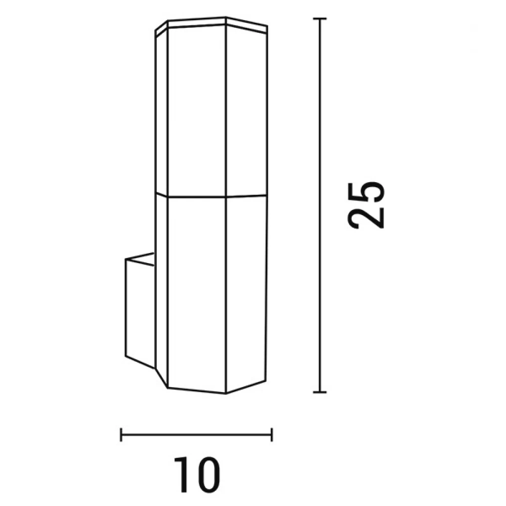 Απλίκα Τοίχου Εξάγωνη E27 70X100X250 IP54 ΓΚΡΙ - Eurolamp