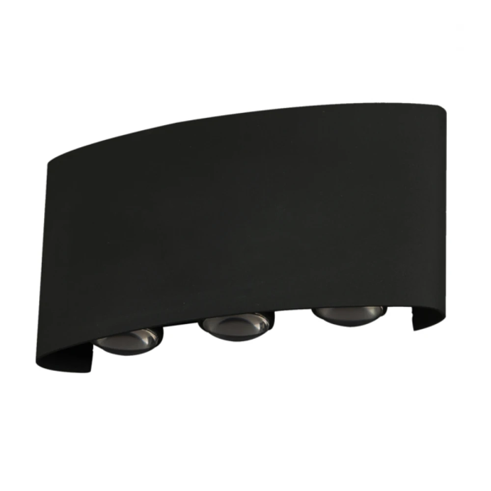 ΑΠΛΙΚΑ ΤΟΙΧΟΥ ΑΛΟΥΜΙΝΙΟΥ UP -DOWN 6x1W 469Lm 3000K 170x80x40mm IP54 ΜΑΥΡΗ ARTE ILLUMINA
