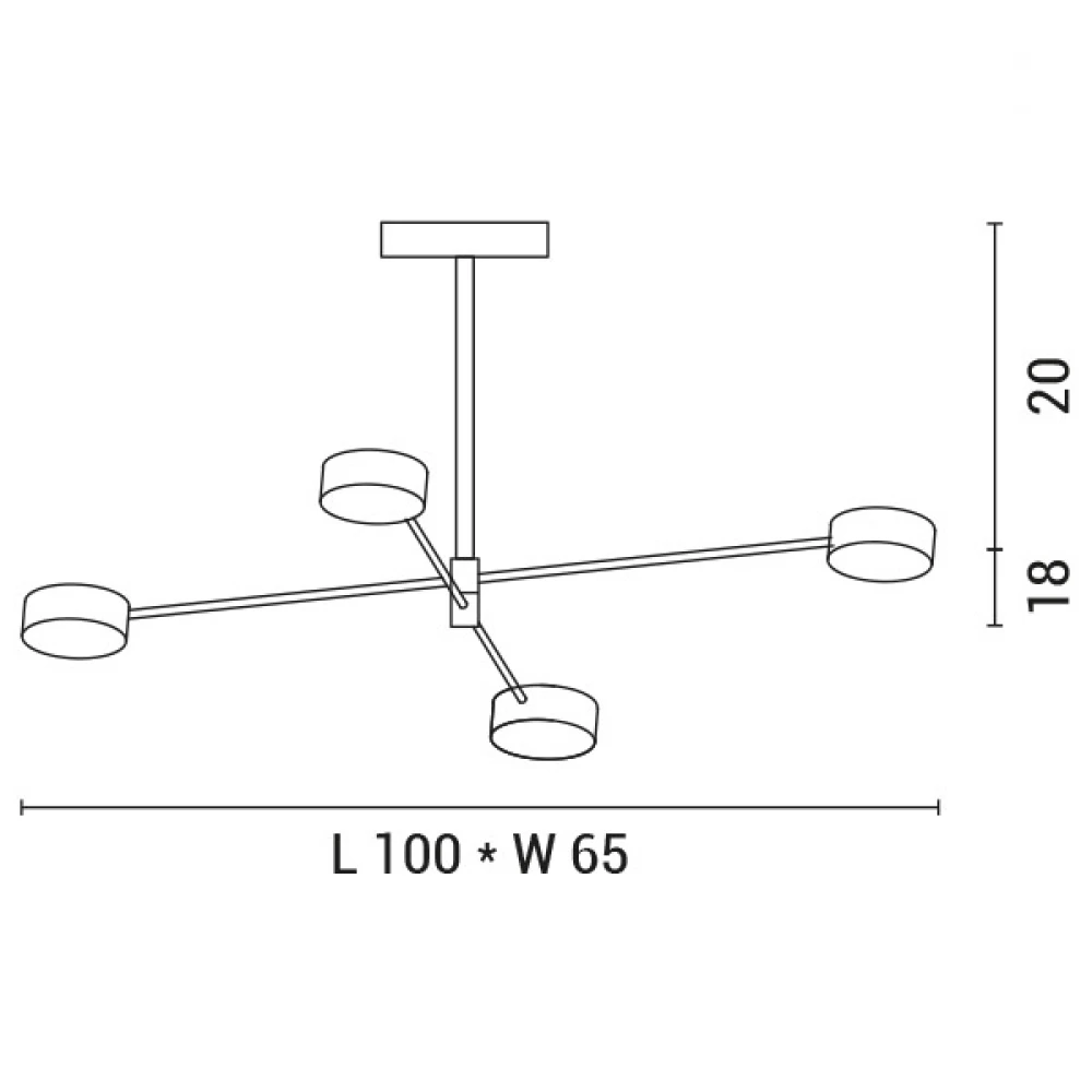 ΦΩΤΙΣΤΙΚΟ ΚΡΕΜΑΣΤΟ 4ΦΩΤΟ LED 48W 100X65X10 ΧΡΥΣΟ - EUROLAMP
