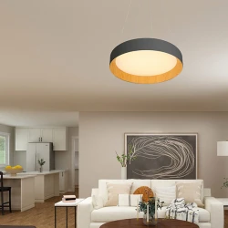 ΦΩΤΙΣΤΙΚΟ ΚΡΕΜΑΣΤΟ ΣΤΡΟΓΓΥΛΟ LED 60W 3000Κ Φ60X11 ΜΑΥΡΟ/ΞΥΛΟ ΔΡΥΣ - EUROLAMP