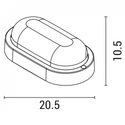 ΦΩΤΙΣΤΙΚΟ ΤΟΙΧΟΥ ΟΒΑΛ LED 12W 205x105x54 4000K IP54 ΜΑΥΡΟ PLUS EUROLAMP