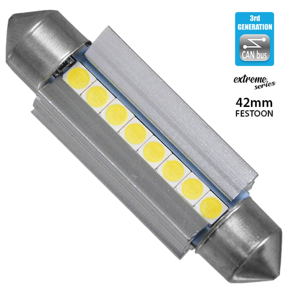 Σωληνωτός LED Extreme Series Can-Bus 3ης Γενιάς 42mm 4.2w 12V Ψυχρό Λευκό 6000k GloboStar