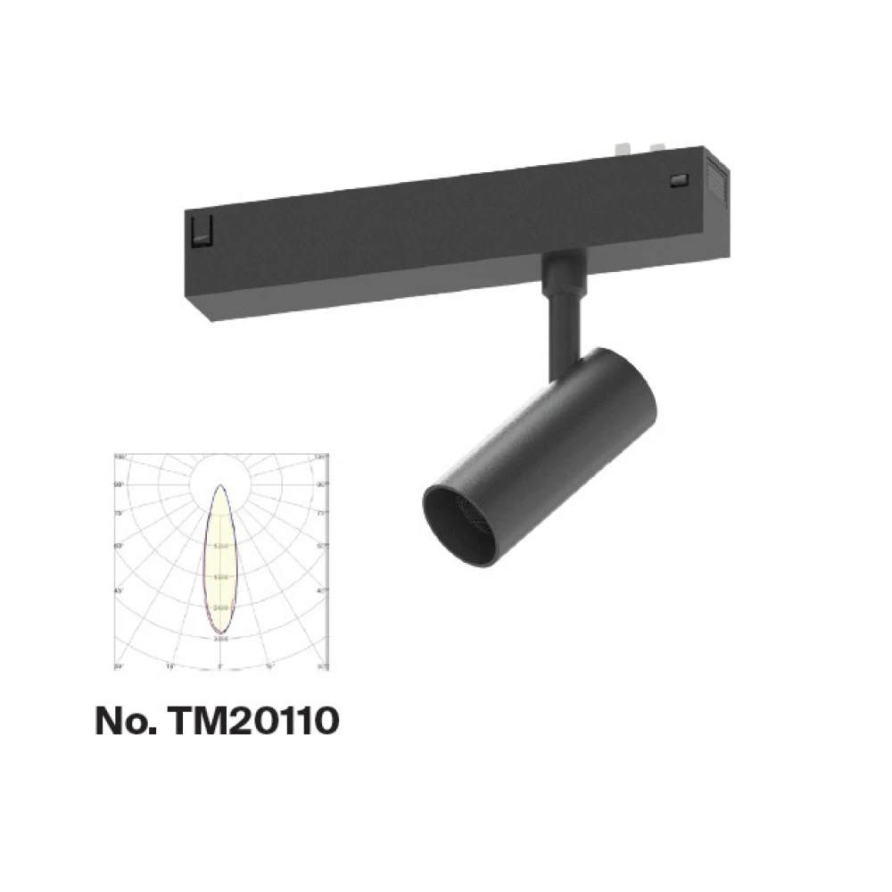 Inlight Φωτιστικό spot LED 7W, 3CCT, 24° για μαγνητική ράγα 220V, σε μαύρη απόχρωση D:3,5x8cm (TM20110)
