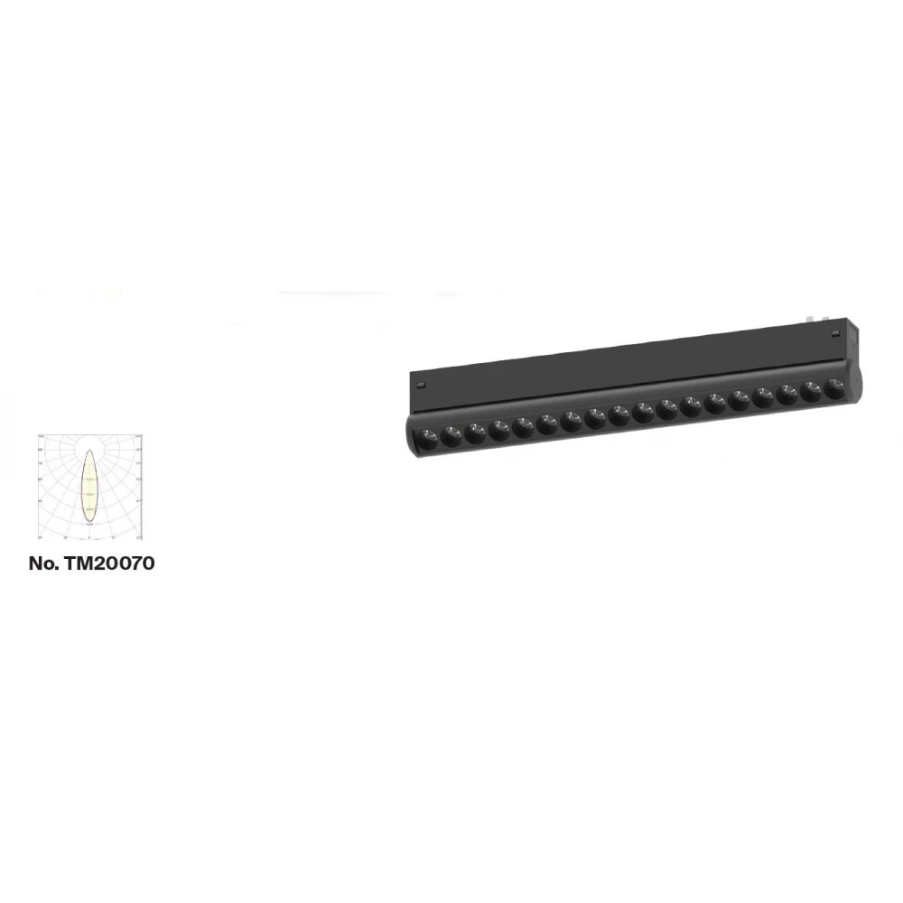 Inlight Γραμμικό Φωτιστικό LED 18W με Anti-glare Dots 3CCT 24° για μαγνητική Ράγα 220V  σε μαύρη απόχρωση D: 33,4x6x3,3cm (TM20070)