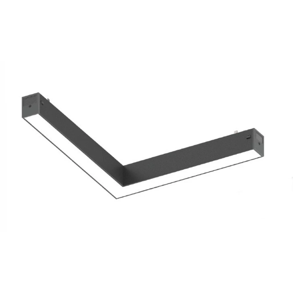 Inlight Γωνιακό γραμμικό φωτιστικό LED 20W, 3CCT, 120° για μαγνητική ράγα 220V, σε μαύρη απόχρωση D:24,2x22x3cm (TM20060)