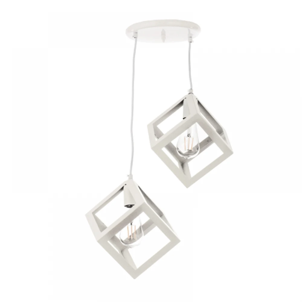 InLight Κρεμαστό φωτιστικό από λευκό μέταλλο 2XE27 D:20cm (4400-2-WH-ΡΟΖΕΤΑ)