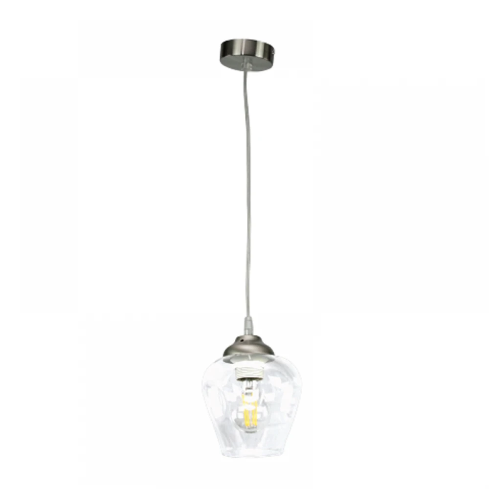 InLight Κρεμαστό φωτιστικό από νίκελ ματ μέταλλο και διάφανο γυαλί 1XE27 D:16cm (4474-NM)