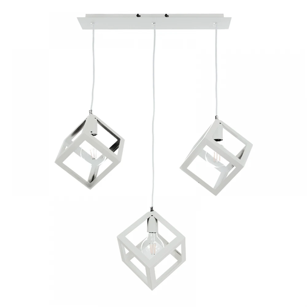 InLight Κρεμαστό φωτιστικό από λευκό μέταλλο 3XE27 D:60cm (4400-3-WH-ΡΑΓΑ)