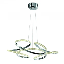 InLight Κρεμαστό φωτιστικό LED 85W 4000K από χρώμιο αλουμίνιο και κρύσταλλα D:70cm (6181-Χρώμιο)