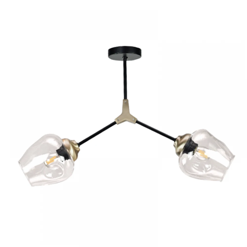 InLight Κρεμαστό φωτιστικό από μαύρο μέταλλο και διάφανο γυαλί 2XE27 D:60cm (6129-2-GL)