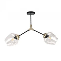 InLight Κρεμαστό φωτιστικό από μαύρο μέταλλο και διάφανο γυαλί 2XE27 D:60cm (6129-2-GL)