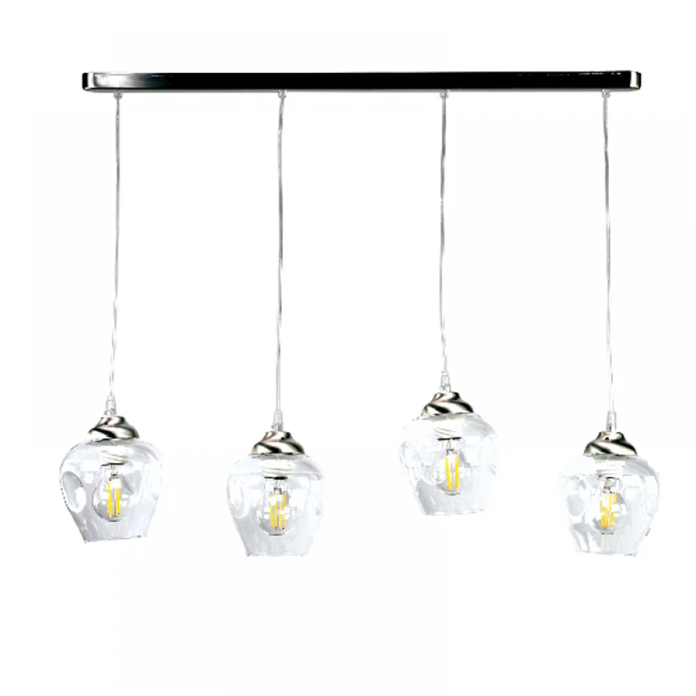 InLight Κρεμαστό φωτιστικό από νίκελ ματ μέταλλο και διάφανο γυαλί 4XE27 D:80cm (4474-4-NM ΡΑΓΑ)