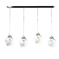 InLight Κρεμαστό φωτιστικό από νίκελ ματ μέταλλο και διάφανο γυαλί 4XE27 D:80cm (4474-4-NM ΡΑΓΑ)