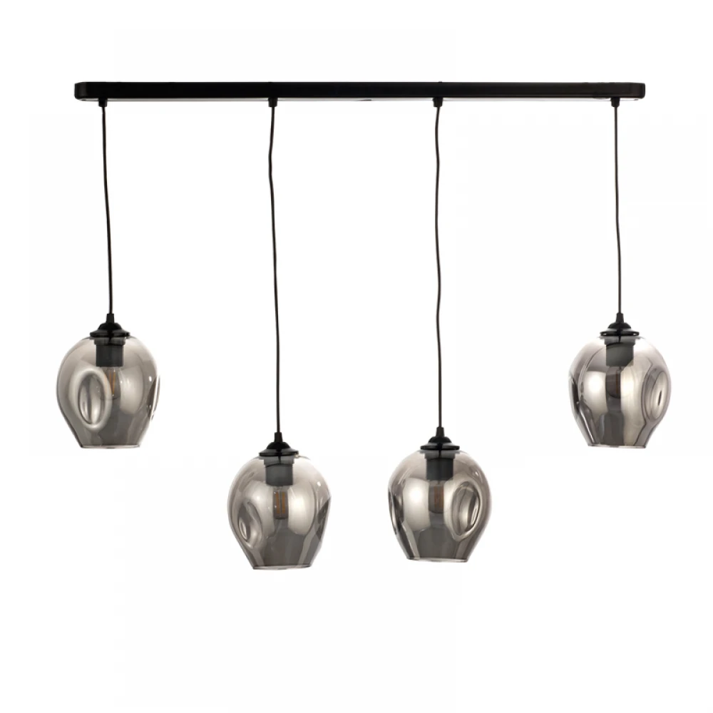 InLight Κρεμαστό φωτιστικό από μαύρο μέταλλο και φιμέ γυαλί 4XE27 D:80cm (4474-4-BL ΡΑΓΑ)