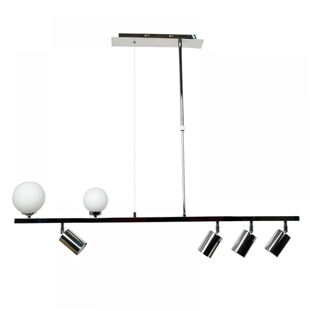 InLight Κρεμαστό φωτιστικό από χρώμιο μέταλλο και λευκή οπαλίνα 2XG9 και 4XGU10 D:110cm (6191-CH)