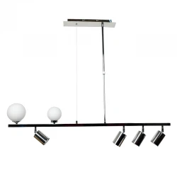InLight Κρεμαστό φωτιστικό από χρώμιο μέταλλο και λευκή οπαλίνα 2XG9 και 4XGU10 D:110cm (6191-CH)