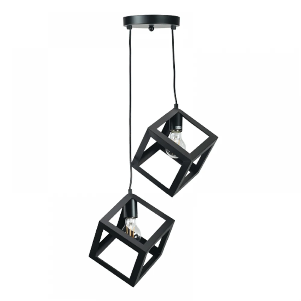 InLight Κρεμαστό φωτιστικό από μαύρο μέταλλο 2XE27 D:20cm (4400-2-BL-ΡΟΖΕΤΑ)