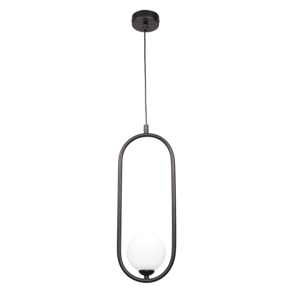InLight Κρεμαστό φωτιστικό σε μαύρη απόχρωση και λευκή οπαλίνα 1XG9 D:40cm (4021-BL)