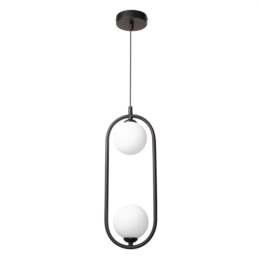 InLight Κρεμαστό φωτιστικό σε μαύρη απόχρωση και λευκή οπαλίνα 2XG9 D:40cm (4023-BL)