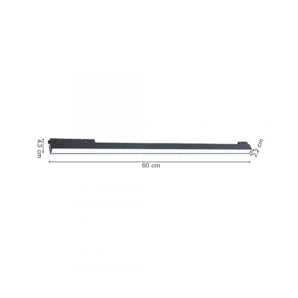 InLight Γραμμικό φωτιστικό LED 36W 3000K για μαγνητική ράγα σε μαύρη απόχρωση D:60cmx4,3cm (TM06101-Black)