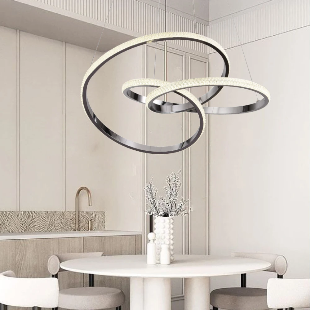 Inlight Κρεμαστό φωτιστικό LED 40W 3CCT (by switch on base) σε χρώμιο D:45cm (6092-B-Chrome)