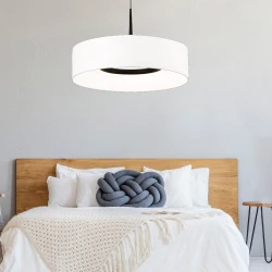 Inlight Κρεμαστό φωτιστικό LED 32W 3000K από μαύρο μέταλλο και υφασμάτινο καπέλο (4055-Black)