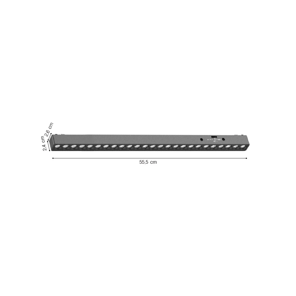 Inlight Φωτιστικό LED 25W 3000K-6000K για Ultra-Thin μαγνητική ράγα σε μαύρη απόχρωση by Tuya and Zigbee D:55,5X2,6X2,4cm (TMZ0010-Black)