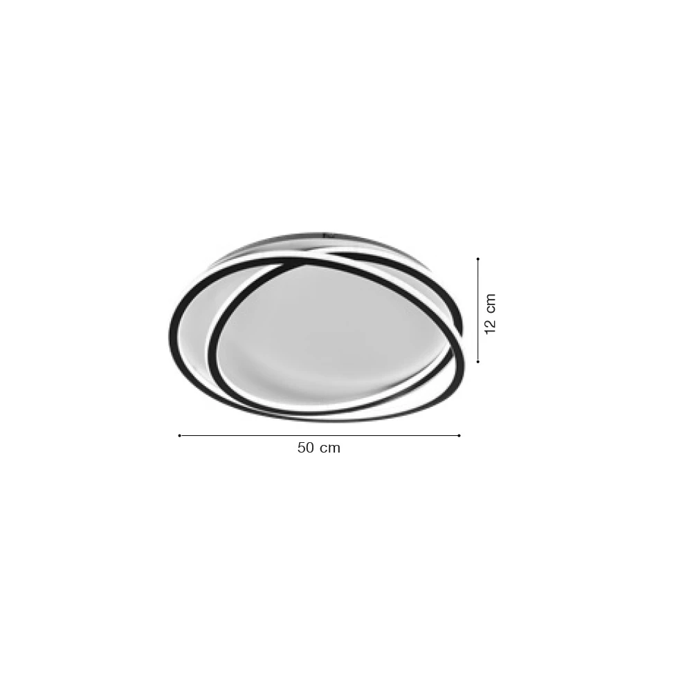 Inlight Πλαφονιέρα οροφής LED 76W 3CCT σε μαύρη απόχρωση D:50x12cm (42037-Black)