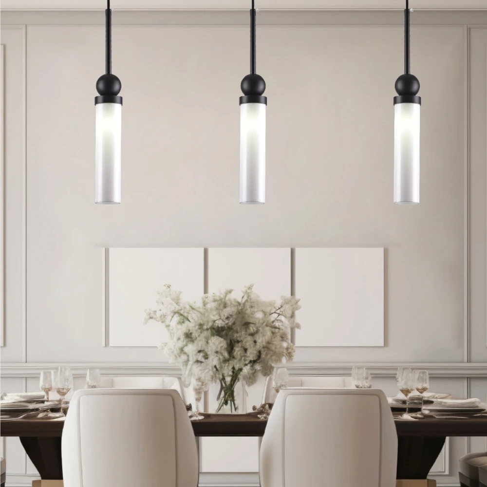 Inlight Κρεμαστό φωτιστικό LED 1xG9 από μαύρο μέταλλο και γυαλί D:49x200cm (4074-Black)