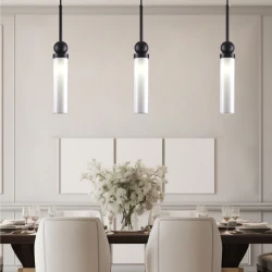 Inlight Κρεμαστό φωτιστικό LED 1xG9 από μαύρο μέταλλο και γυαλί D:49x200cm (4074-Black)