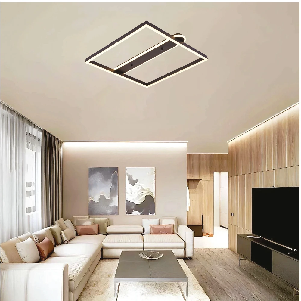 Inlight Πλαφονιέρα οροφής LED 35W 3CCT σε μαύρη απόχρωση D:50x50cm (6110)