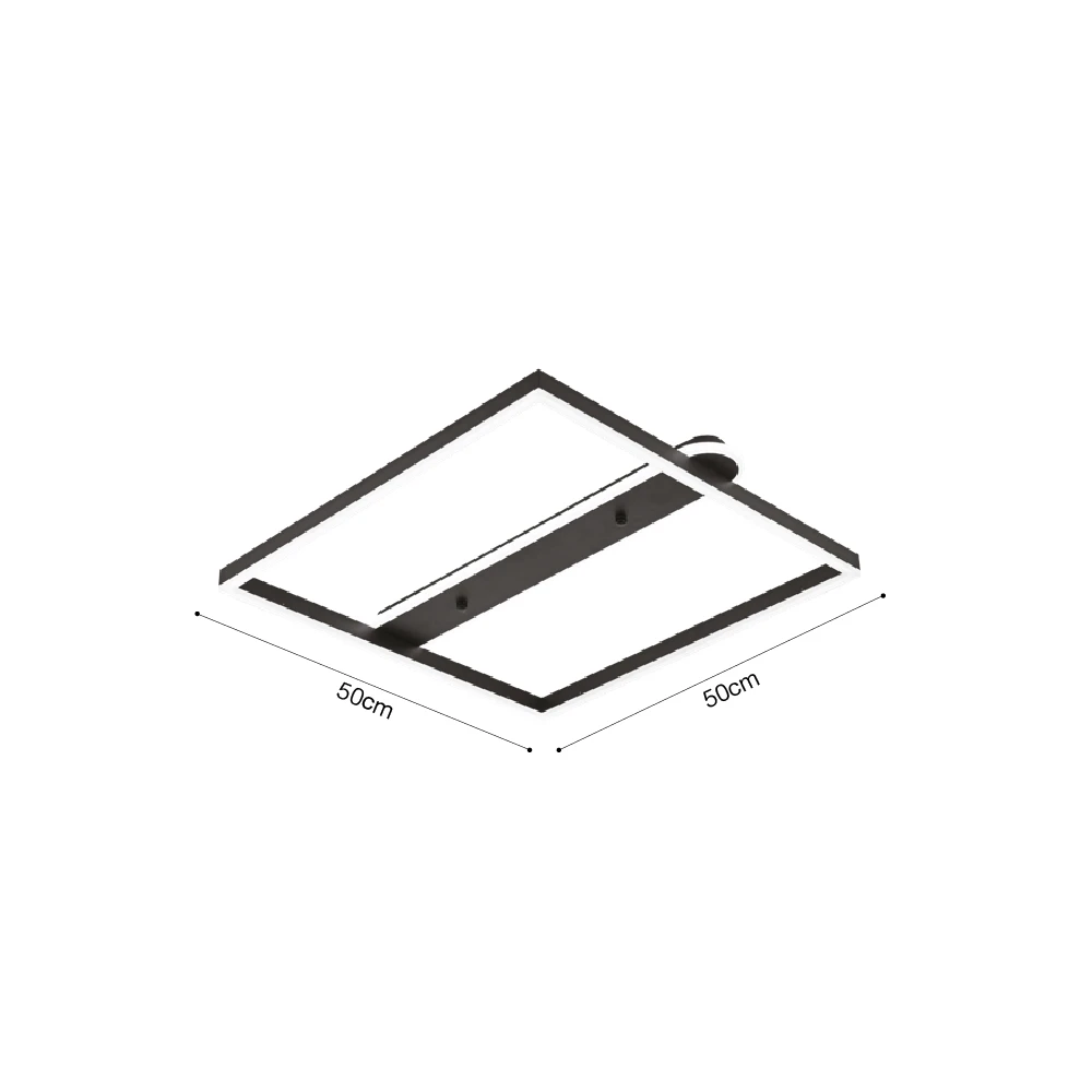 Inlight Πλαφονιέρα οροφής LED 35W 3CCT σε μαύρη απόχρωση D:50x50cm (6110)