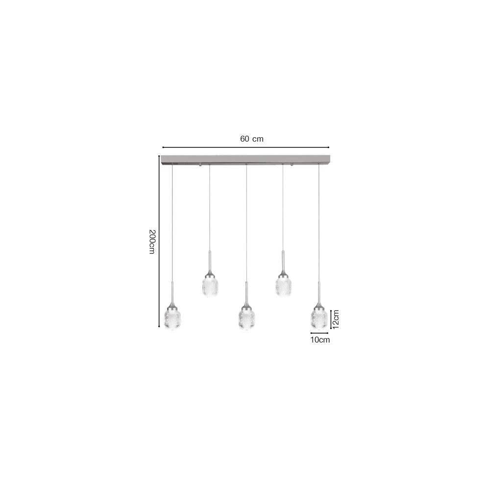 Inlight Κρεμαστό φωτιστικό LED 5*10W από χρυσαφί μέταλλο και ακρυλικό D:60x200cm (4077R-5-Golden)