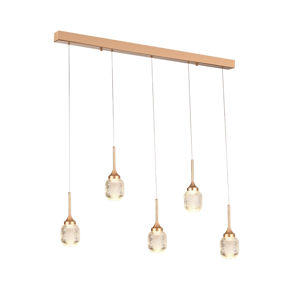 Inlight Κρεμαστό φωτιστικό LED 5*10W από χρυσαφί μέταλλο και ακρυλικό D:60x200cm (4077R-5-Golden)