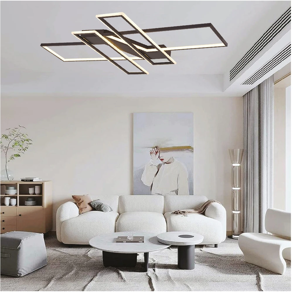 Inlight Πλαφονιέρα οροφής LED 100W 3CCT σε μαύρη απόχρωση D:120x80cm (6108)