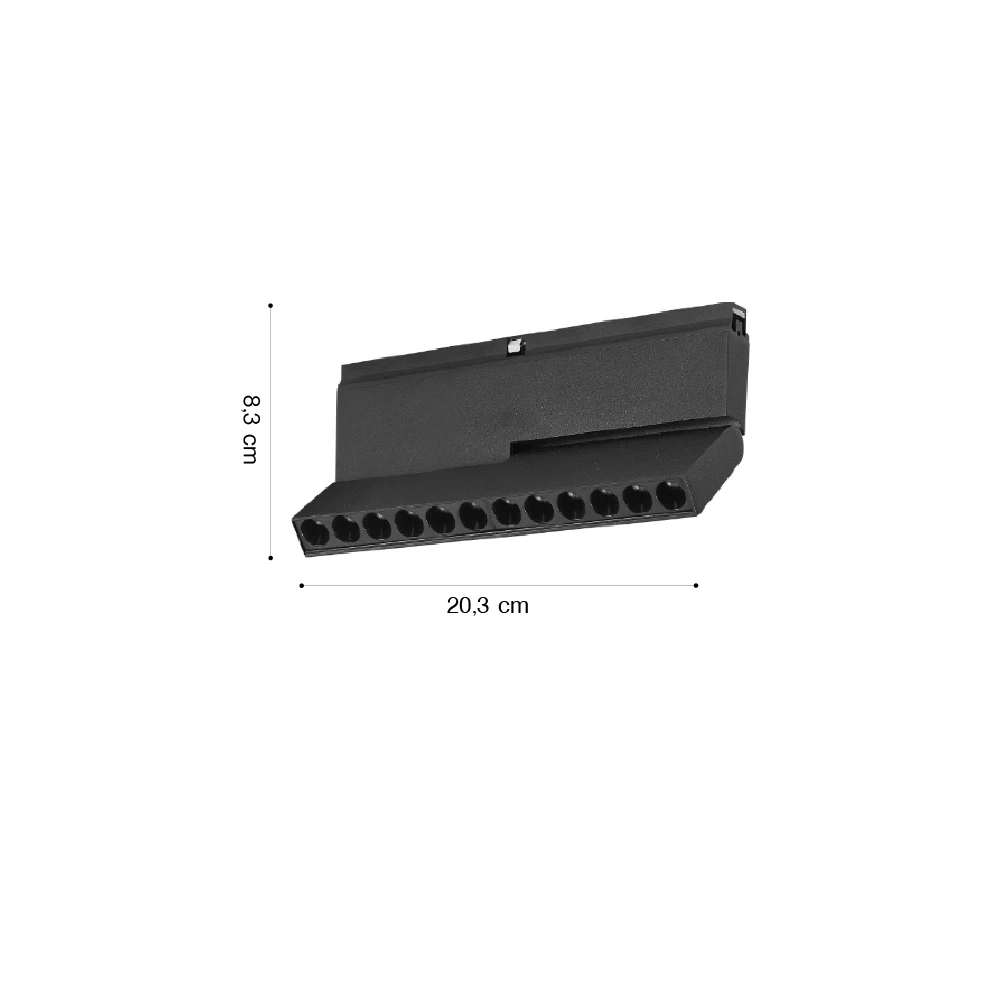 Inlight Γραμμικό φωτιστικό LED 12W 3000K για μαγνητική Mini ράγα σε μαύρη απόχρωση D:20,3cmx8,5cm (TMM0091-Black)