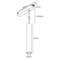 Inlight Κρεμαστό φωτιστικό LED 10W, 3CCT, 24°, για μαγνητική ράγα 220V  σε μαύρη απόχρωση D:4x30cm (TM20150)
