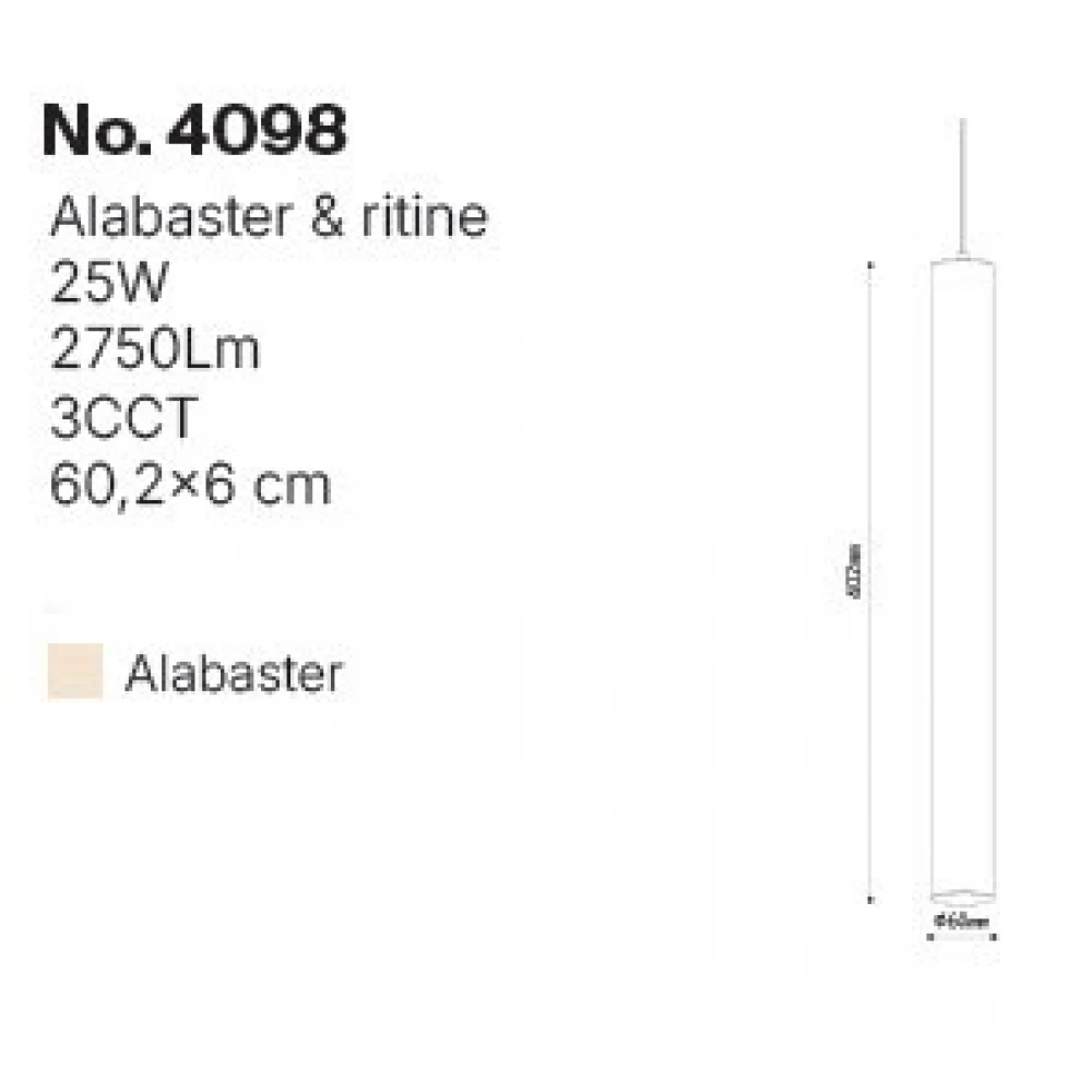 InLight Κρεμαστό φωτιστικό, Alabaster, 25W, 2750 lm, 3CCT (by switch on base)D:6X60cm(4098)