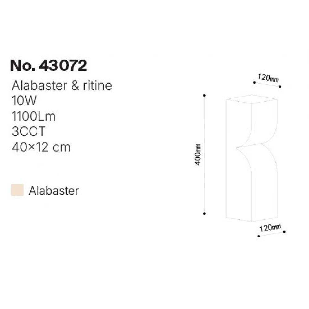 Inlight Επίτοιχο φωτιστικό, Alabaster, 10W, 1100 lm, 3CCT (by switch on base)D:40X12cm(43072)
