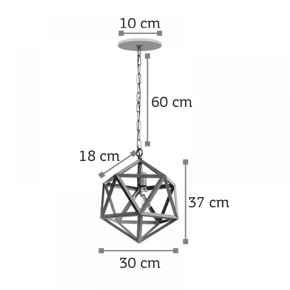InLight Κρεμαστό φωτιστικό από μαύρο μέταλλο 1XE27 D:30cm (4418-BL)