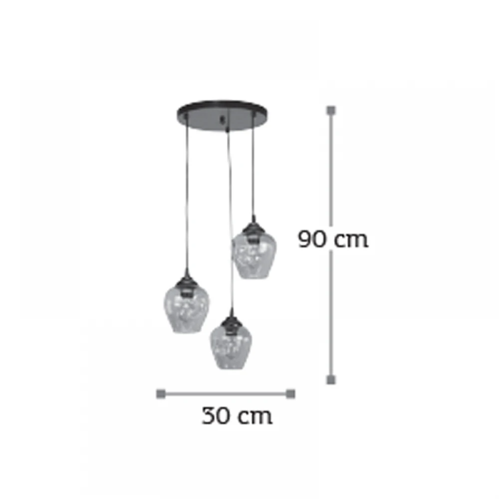 InLight Κρεμαστό φωτιστικό από νίκελ ματ μέταλλο και διάφανο γυαλί 3XE27 D:30cm (4474-3-NM)