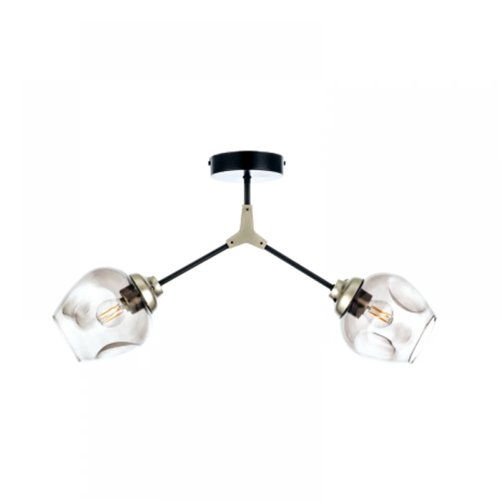 InLight Κρεμαστό φωτιστικό από μαύρο μέταλλο και φιμέ γυαλί 2XE27 D:60cm (6129-2-ΝΜ)