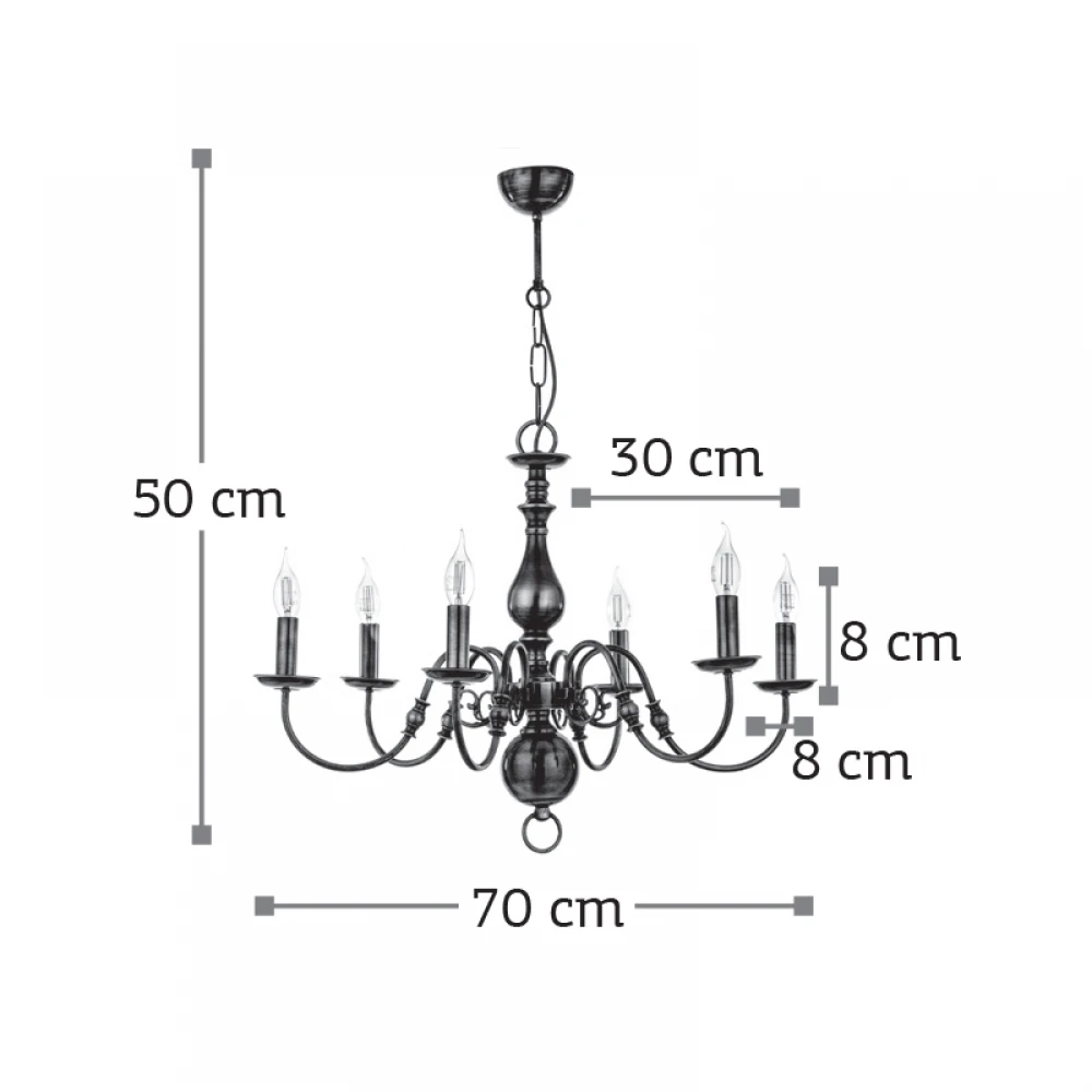 InLight Κρεμαστό φωτιστικό από οξυντέ μέταλλο 6XE14 D:70cm (5309-6)