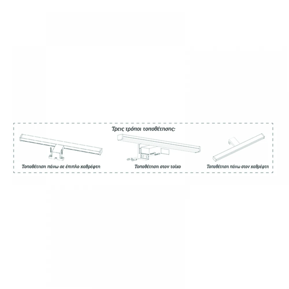 InLight Επιτοίχιο φωτιστικό LED 15W 4000K από πλαστικό σε χρώμιο απόχρωση D:60cm (1043-Α) ΜΕ ΤΡΕΙΣ ΤΡΟΠΟΥΣ ΤΟΠΟΘΕΤΗΣΗΣ