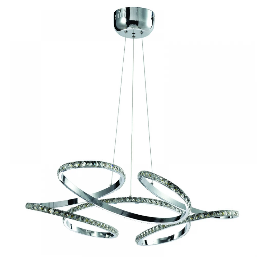 InLight Κρεμαστό φωτιστικό LED 85W 4000K από χρώμιο αλουμίνιο και κρύσταλλα D:70cm (6181-Χρώμιο)