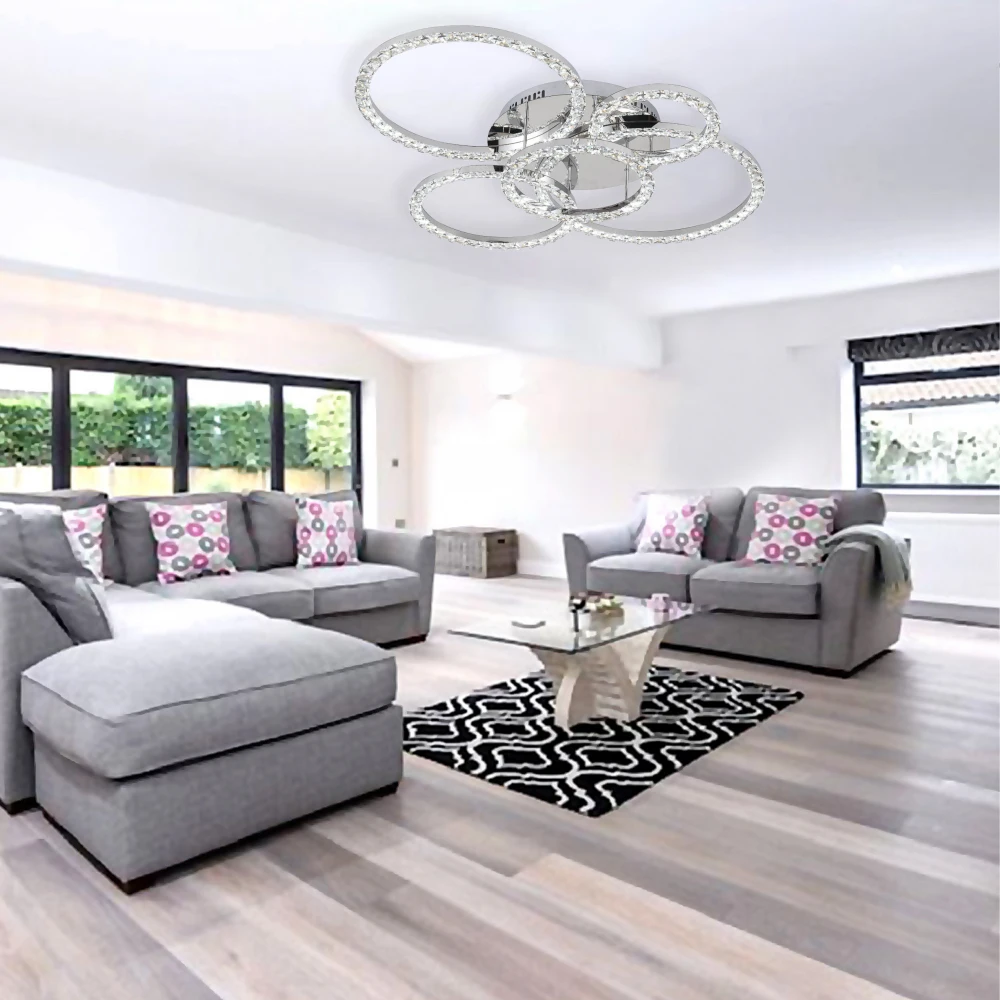 InLight Πλαφονίερα οροφής LED 72W 4000K από χρώμιο μέταλλο και κρύσταλλα D:80cm (6038)